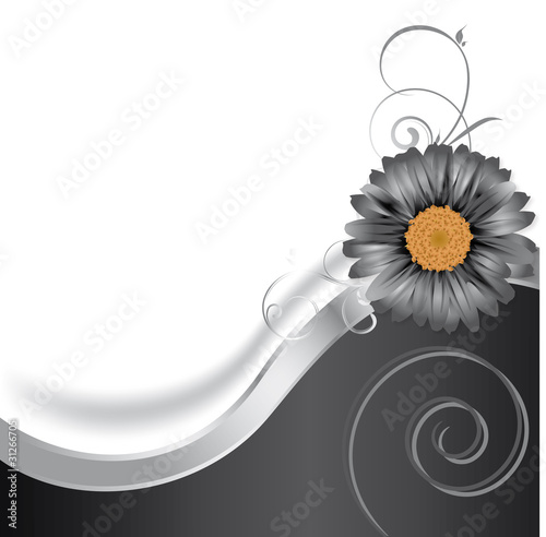 Vektor: Schwarze Blüte mit Welle und Spirale Schwarze Blüte mit Welle und Spirale