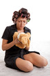 housewife with plaything