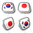 3d korea and japan flag button 3d korea and japan flag button
