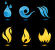 Water and fire glossy icons Water and fire glossy icons