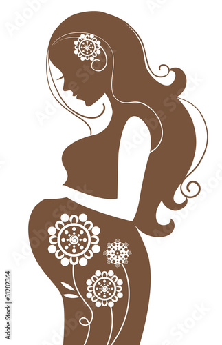 Vector: Pregnant woman in flowers Pregnant woman in flowers