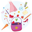 Woman lifestyle bag funny cartoon Woman lifestyle bag funny cartoon