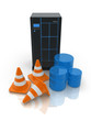 Website under construction concept with webserver and database.