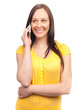 Portrait of happy woman with mobile phone