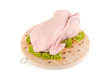 Fresh raw chicken on wooden board