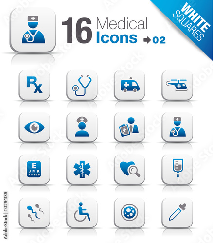 Vektor: White Squares - medical icons 02 White Squares - medical icons 02
