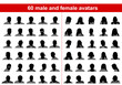 60 male and female avatars