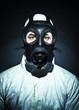 man with gas mask
