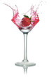 Strawberries, ice cubes into the glass,