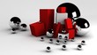 3D balls and boxes abstract