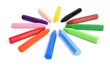 Colored wax crayons on isolated
