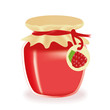 Jar of raspberry jam isolated