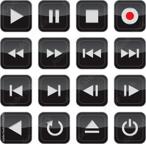 Vector: Multimedia control glossy icon set for web, applications, electr Multimedia control glossy icon set for web, applications, electr