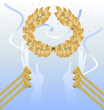 laurel wreath in hands