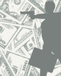 Vektor: man silhouette with gun and money man silhouette with gun and money