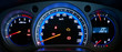 Modern car illuminated dashboard closeup