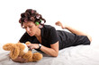 housewife with plaything