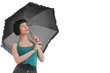 beautiful woman with black umbrella