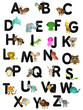 A-Z english, animals, black letters