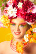 Flower Girl. Beautiful young girl wearing flower wreath