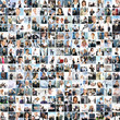 Large collage of business images with young and happy people