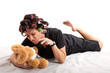 housewife with plaything