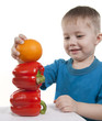 Vegetables and fruit it are a healthy food of children.