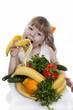 Vegetables and fruit it are a healthy food of children.