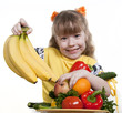 Vegetables and fruit it are a healthy food of children.
