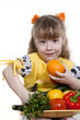 Vegetables and fruit it are a healthy food of children.