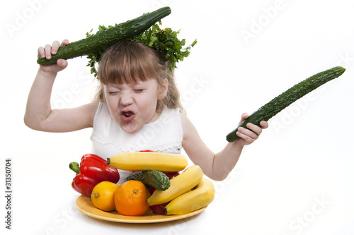 Photo: Vegetables and fruit it are a healthy food of children. Vegetables and fruit it are a healthy food of children.