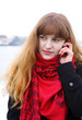 Girl with long hair calling on phone