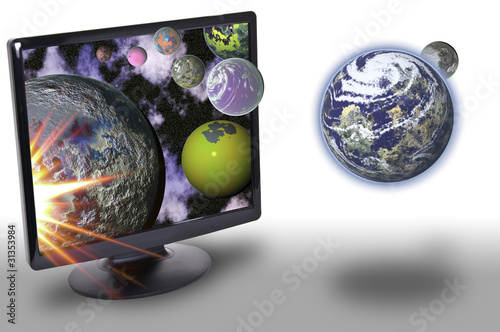 Illustration: Pantalla con sistema solar Pantalla con sistema solar