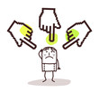 young man with big pointing cursor hands