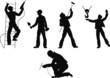 Silhouettes worker to building profession