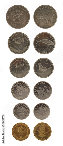 Photo: Croatian Coins Isolated on White Croatian Coins Isolated on White