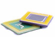 Stack of computer processors isolated on a white background