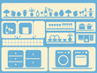 Kitchen room and home objects set. Vector illustration.