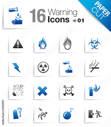 Vektor: Paper Cut - Warning icons 01 Paper Cut - Warning icons 01