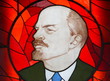 Lenin (Ulyanov) )Vladimir Ilich head of a red stained-glass