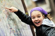 girl with city map panel girl with city map panel