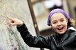 girl with city map panel girl with city map panel