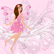 Fairy girl on a romantic floral background