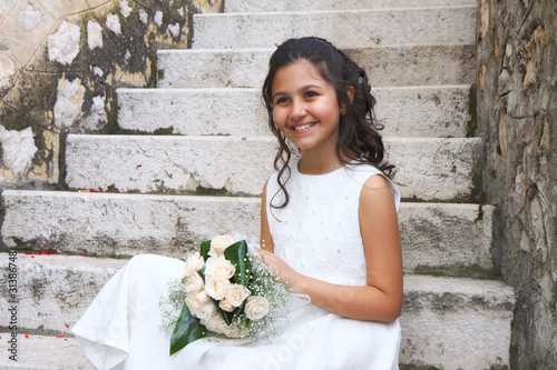 Photo: Smiling girl in white dress Smiling girl in white dress