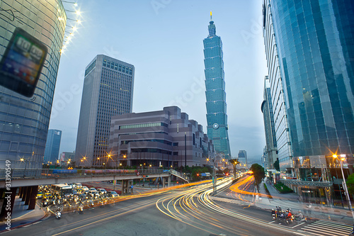 Photo: Traffic of Taipei night city Traffic of Taipei night city