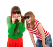 Sisters having fun while watching 3D movie Sisters having fun while watching 3D movie