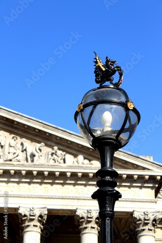 Photo: Lamppost Detail Dragon Royal Exchange, City of London, UK Lamppost Detail Dragon Royal Exchange, City of London, UK