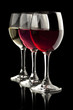 Photo en ligne au meilleur prix Elegant red, rose and white wine glasses in a black background
