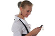 Young business woman with mobile phone in her hand Young business woman with mobile phone in her hand