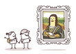 couple of tourists watching the Mona Lisa